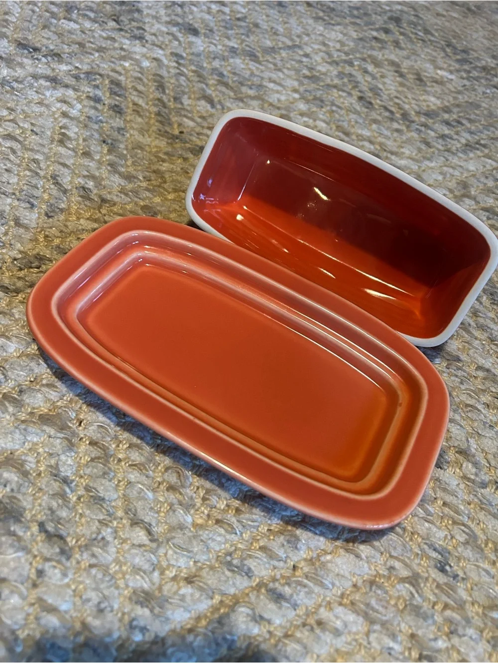 Fiesta burnt orange Ceramic Butter Dish with Lid
